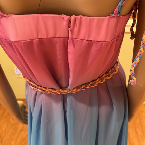 Akira Sheer Dress With Handkerchief Hem And Midi Dress Slip Bright Colors XL - Picture 6 of 10